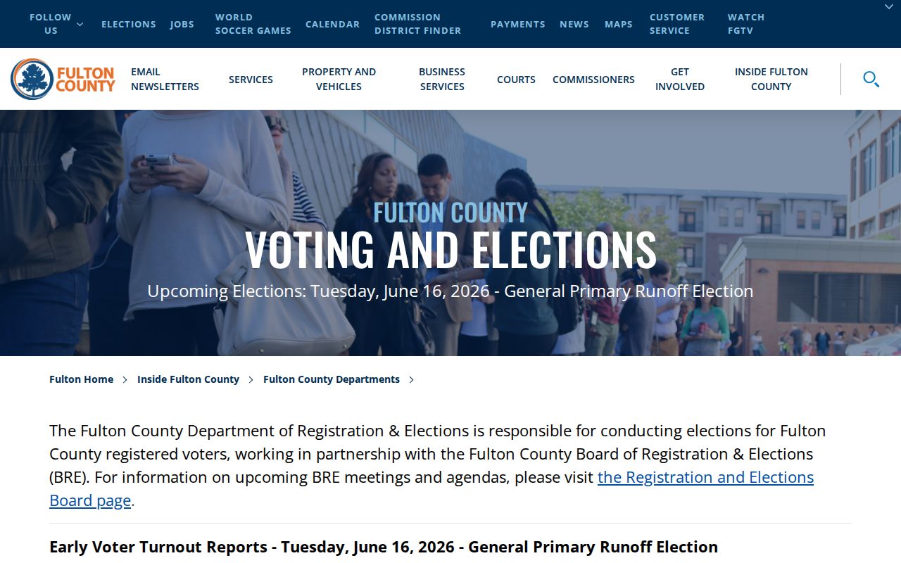 Fulton County elections office services for South Fulton voter registration