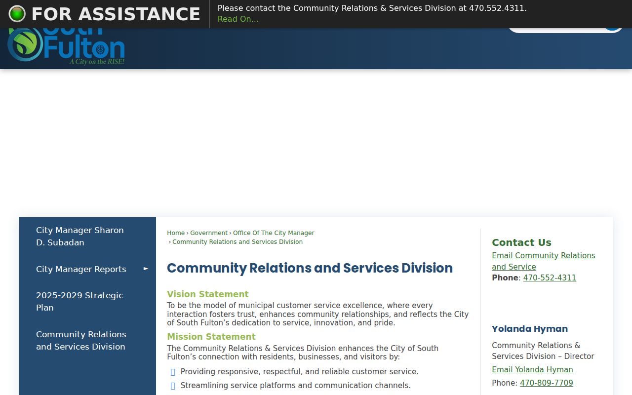 South Fulton people directories staff directory page